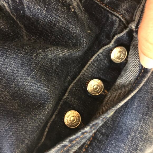 Free People 29 Womens Distressed Button-fly Released Hem Straight Denim Jeans - Picture 6 of 8